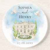 場エレガント所 |花の鳩結婚の贅沢 コースター (正面)