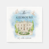 場エレガント所 |花の鳩結婚の贅沢 スタンダードカクテルナプキン (正面)