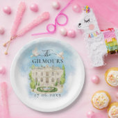 場エレガント所 |花の鳩結婚の贅沢 ペーパープレート (パーティー)