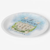 場エレガント所 |花の鳩結婚の贅沢 ペーパープレート (アングル)