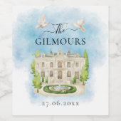 場エレガント所 |花の鳩結婚の贅沢 ワインラベル (シングルラベル)