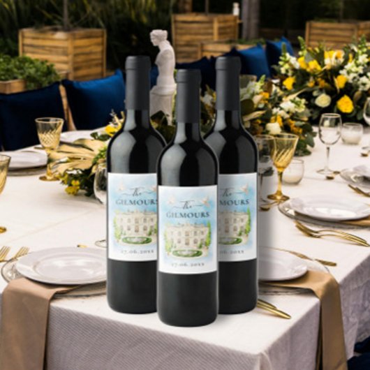 場エレガント所 |花の鳩結婚の贅沢 ワインラベル