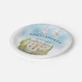 場エレガント所 | Fountain doves 結婚's Luxury ペーパープレート (アングル)