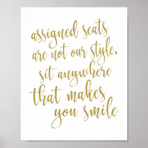 場所に座ってあなたを作るスマイルグリッター標識 ポスター