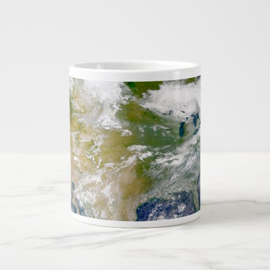 場所に煙が見える北米。 ジャンボコーヒーマグカップ (正面)