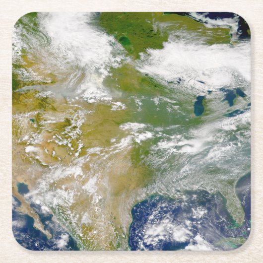 場所に煙が見える北米。 スクエアペーパーコースター (正面)