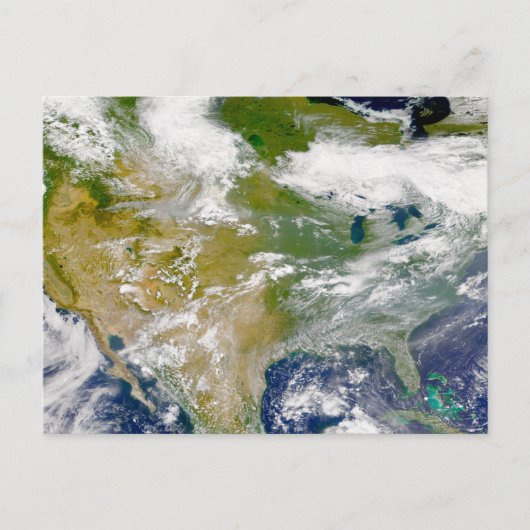 場所に煙が見える北米。 ポストカード (正面)