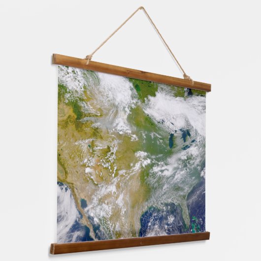 場所に煙が見える北米。 吊り下げ型タペストリー (傾斜あり)