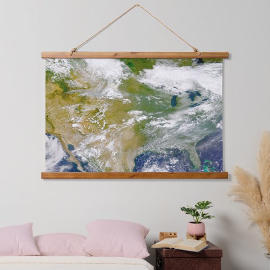 場所に煙が見える北米。 吊り下げ型タペストリー (寝室)