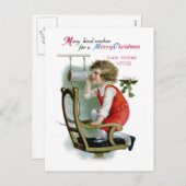 場所のクリスマスのためのラジオのアナウンサー シーズンポストカード (正面/裏面)