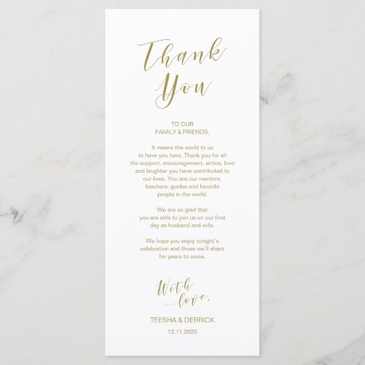 場所の設定ありがとう、スクリプトモダンカード金ゴールド プログラム (正面)