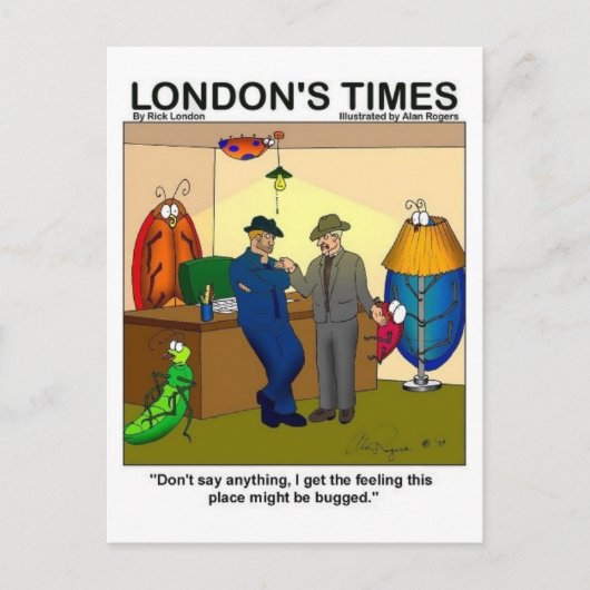 場所は盗聴警察のおもしろいギフト&ティー ポストカード (正面)