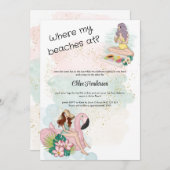 場所ビーチのバチェロレッテ 招待状 (正面/裏面)