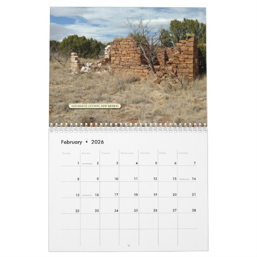 場所忘れ カレンダー (2月 2026)