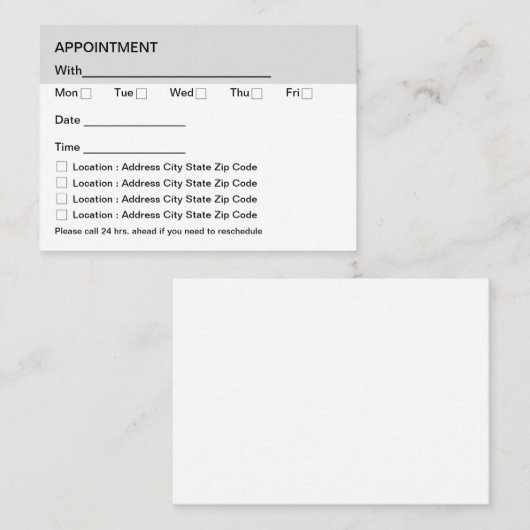 場所数々の予算バルクアポイントメントカード2 予約カード (正面/裏面)