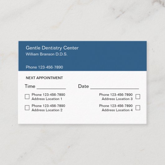 場所数々の歯科医アポイントメント名刺 名刺 (正面)