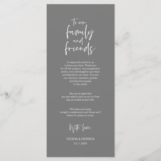 場所設定ありがとう、ミニマリストDark Grayカード プログラム (正面)