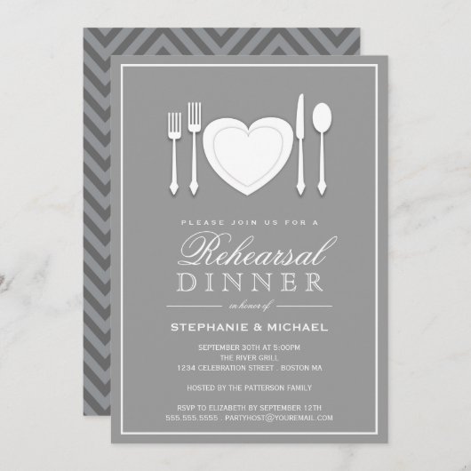 場所設定リハーサルディナーパーティの招待状 招待状 (正面/裏面)