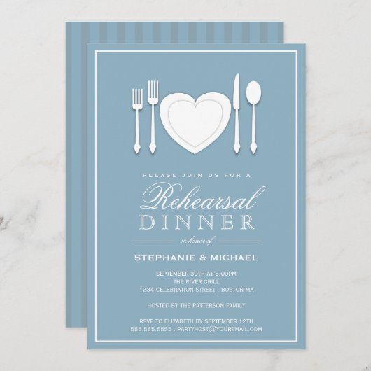 場所設定リハーサルディナーパーティの招待状 招待状 (正面/裏面)