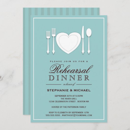 場所設定リハーサルディナーパーティの招待状 招待状 (正面/裏面)