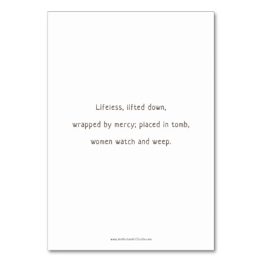 場所13、降ろされるイエス・キリスト祈りの言葉カード テーブルナンバー (裏面)