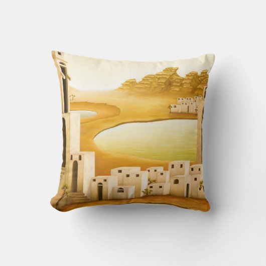 "場所" – 中東/オリエント砂漠絵を描の クッション (正面)