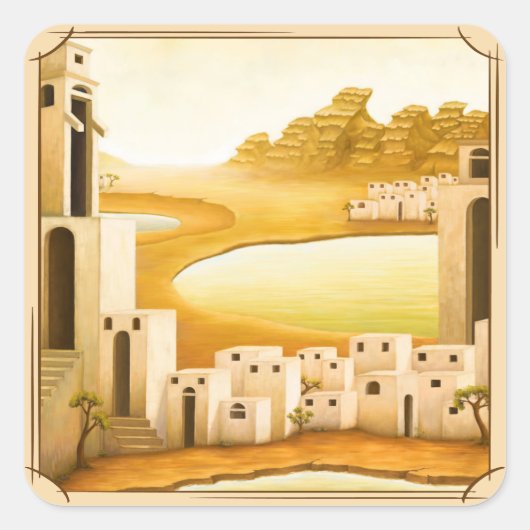 "場所" – 中東/オリエント砂漠絵を描の スクエアシール (正面)