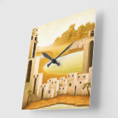 "場所" – 中東/オリエント砂漠絵を描の スクエア壁時計 (傾斜)