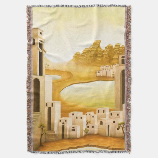 "場所" – 中東/オリエント砂漠絵を描の スローブランケット (正面縦)