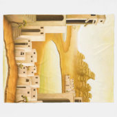 "場所" – 中東/オリエント砂漠絵を描の フリースブランケット (正面(横))