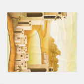 "場所" – 中東/オリエント砂漠絵を描の フリースブランケット (正面(横))