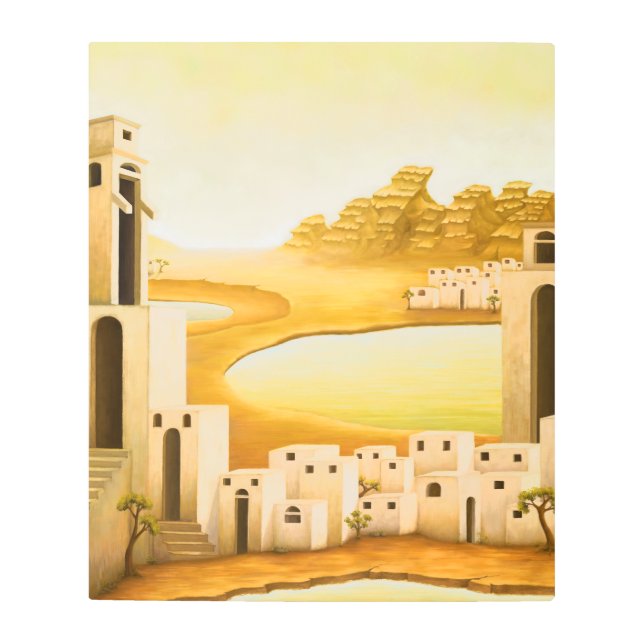 "場所" – 中東/オリエント砂漠絵を描の メタルプリント (正面)