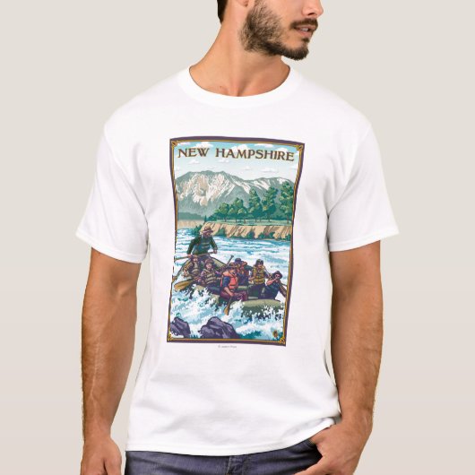 場面をいかだで運ぶ新しいHampshireRiver Tシャツ (正面)