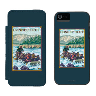 場面をいかだで運ぶConnecticutRiver iPhone SE/5/5sウォレットケース