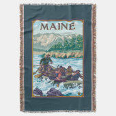 場面をいかだで運ぶMaineRiver スローブランケット (正面縦)