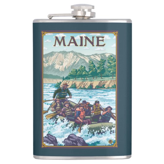 場面をいかだで運ぶMaineRiver フラスク (正面)