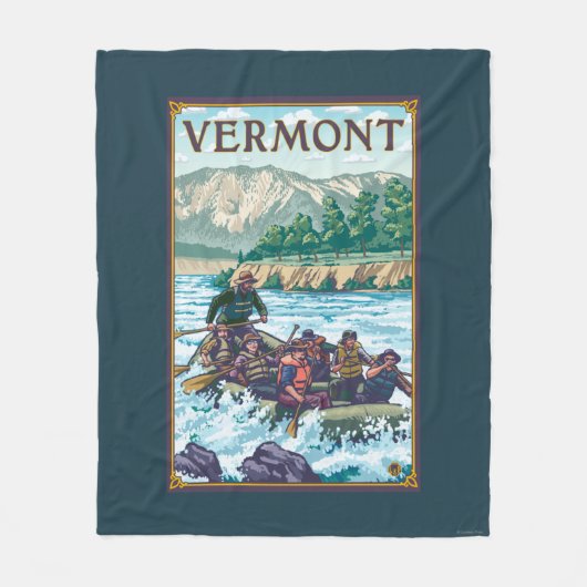 場面をいかだで運ぶVermontRiver フリースブランケット (正面)
