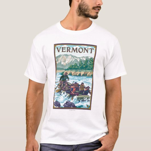 場面をいかだで運ぶVermontRiver Tシャツ (正面)