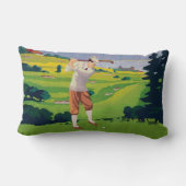 場面をゴルフをするパーソナライズなヴィンテージのスタイルの高地 ランバークッション (裏面)