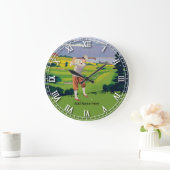 場面をゴルフをするパーソナライズなヴィンテージのスタイルの高地 ラージ壁時計 (ホーム)