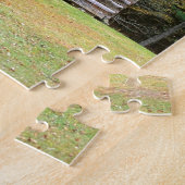 場面煙の歴史的な丸太小屋 ジグソーパズル (側面)