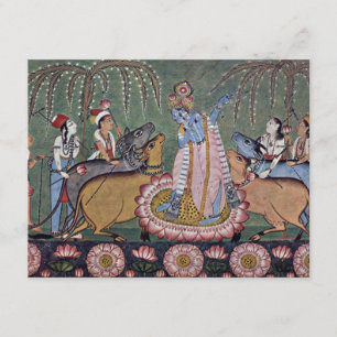 場面Râgmâlâシリーズ: 彼のフルートとのKrishna 招待状