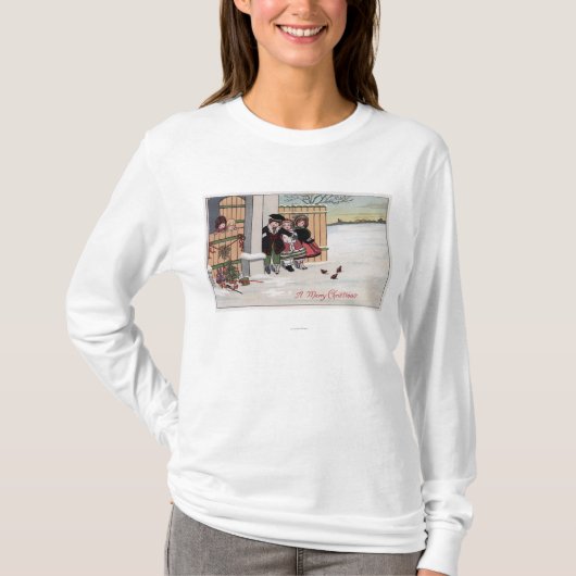 塀によるメリーなChristmasKids Tシャツ (正面)