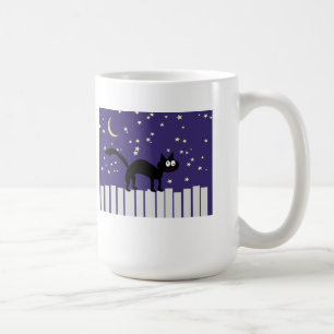 塀のハロウィンの黒猫 コーヒーマグカップ