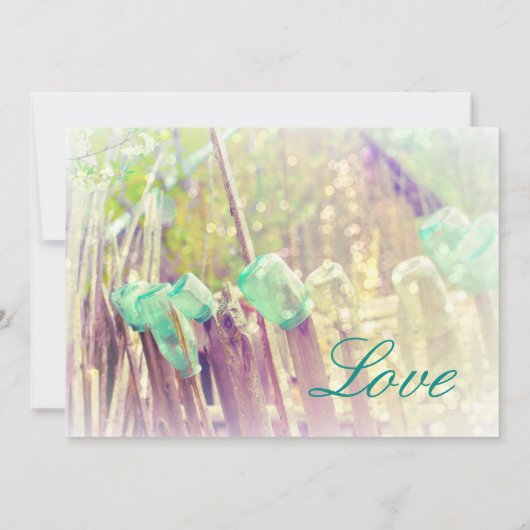 塀のポストの結婚式招待状の水のメーソンジャー 招待状 (裏面)