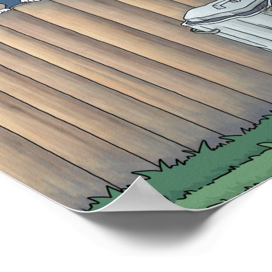 . .塀の上に猫がいる ポスター (角)