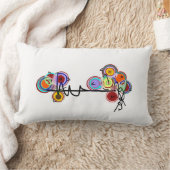 塀の抽象的な鳥 ランバークッション (ブランケット)