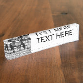 塀の白黒スケッチによる馬 デスクネームプレート (側面)