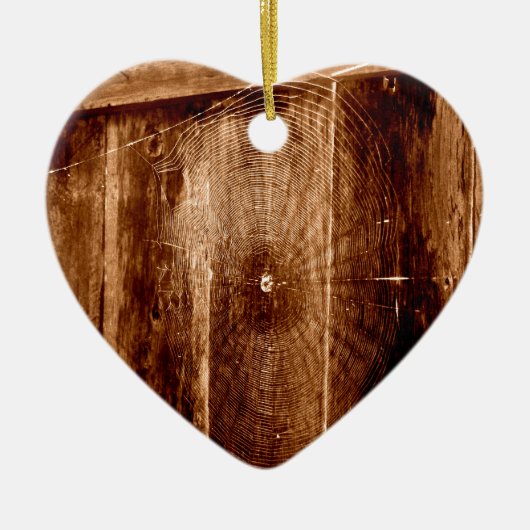 塀の蜘蛛の巣 セラミックオーナメント (正面)