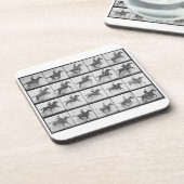 塀を跳んでいる人および馬は「オオハシカッコウからの640をめっきします コースター (左側)